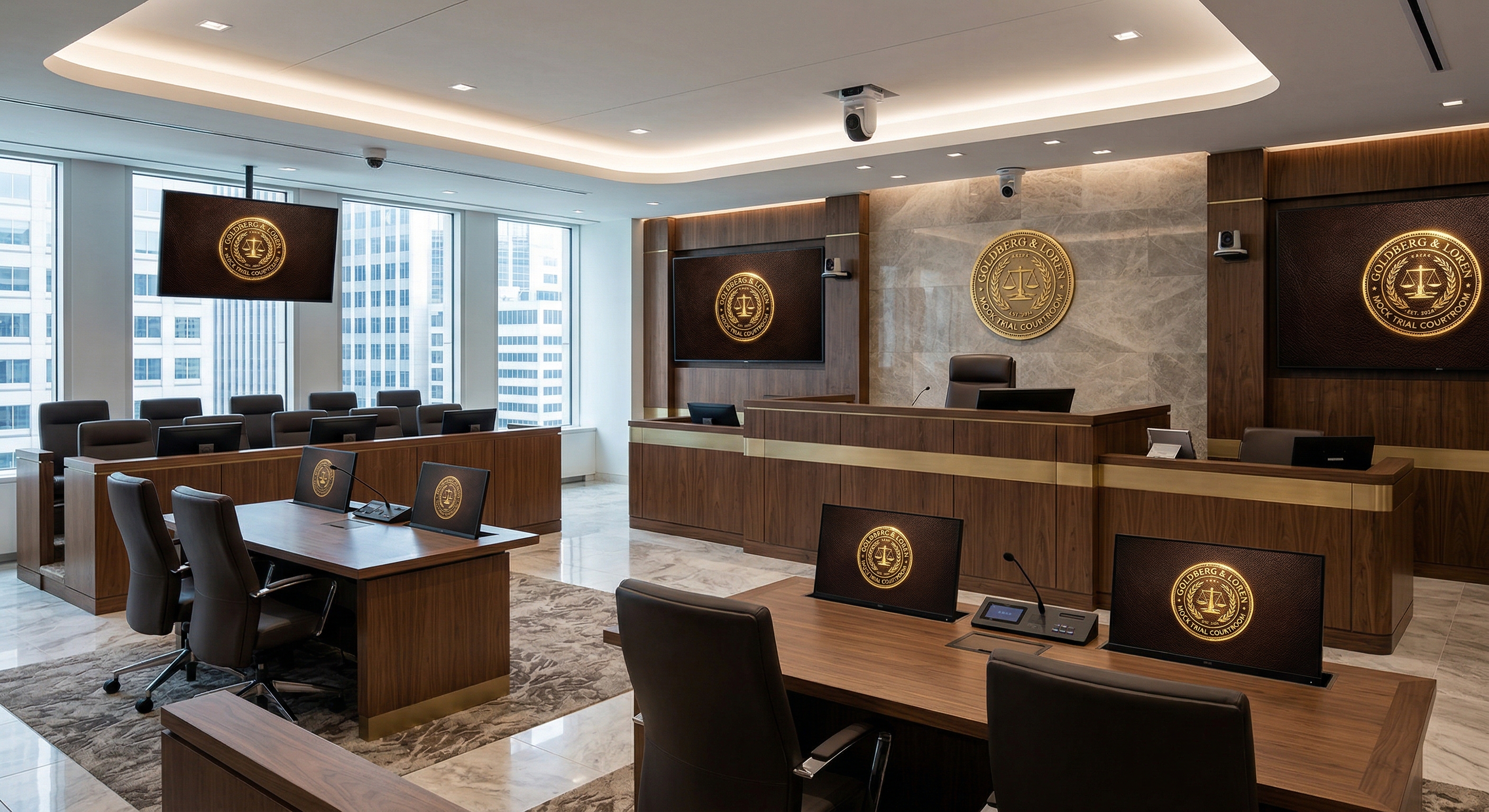 Goldberg & Loren courtroom facility for trial preparation