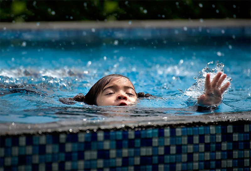 small girl drowning