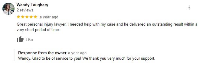 New York City Personal Injury Lawyer Client Review