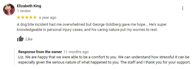 Fresno Dog Bites Client Review