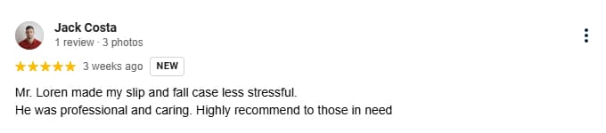 Eugene Slip and Fall Client Review