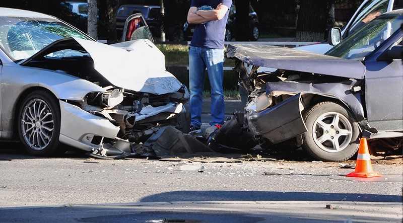 Car accident damage in Bakersfield, California