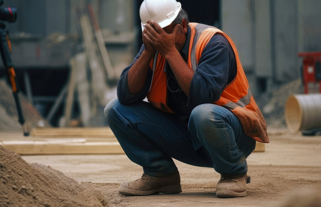 construction worker suffering PTSD episode
