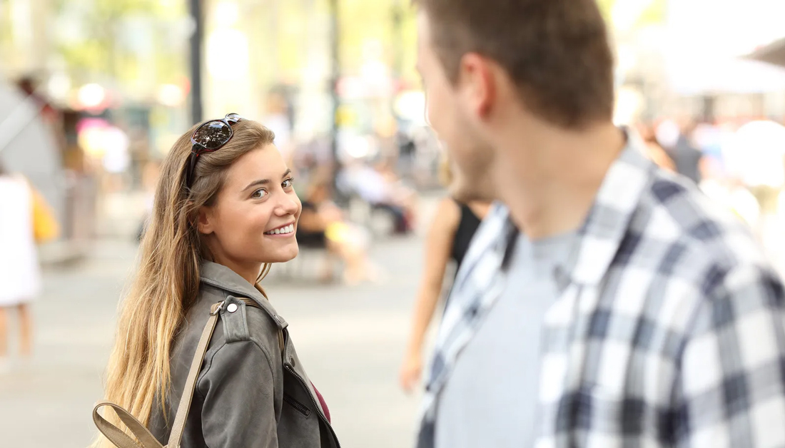 girl flirting with a man