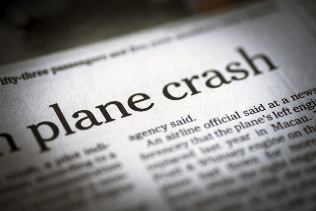 Newspaper article on plane crash