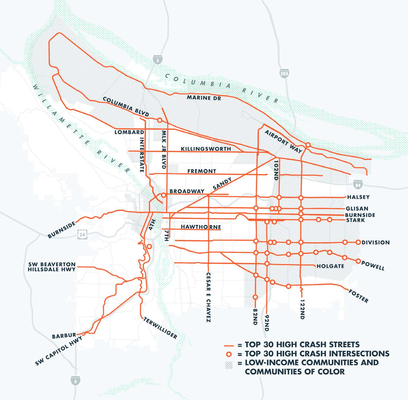 High Accident Streets in Portland Oregon