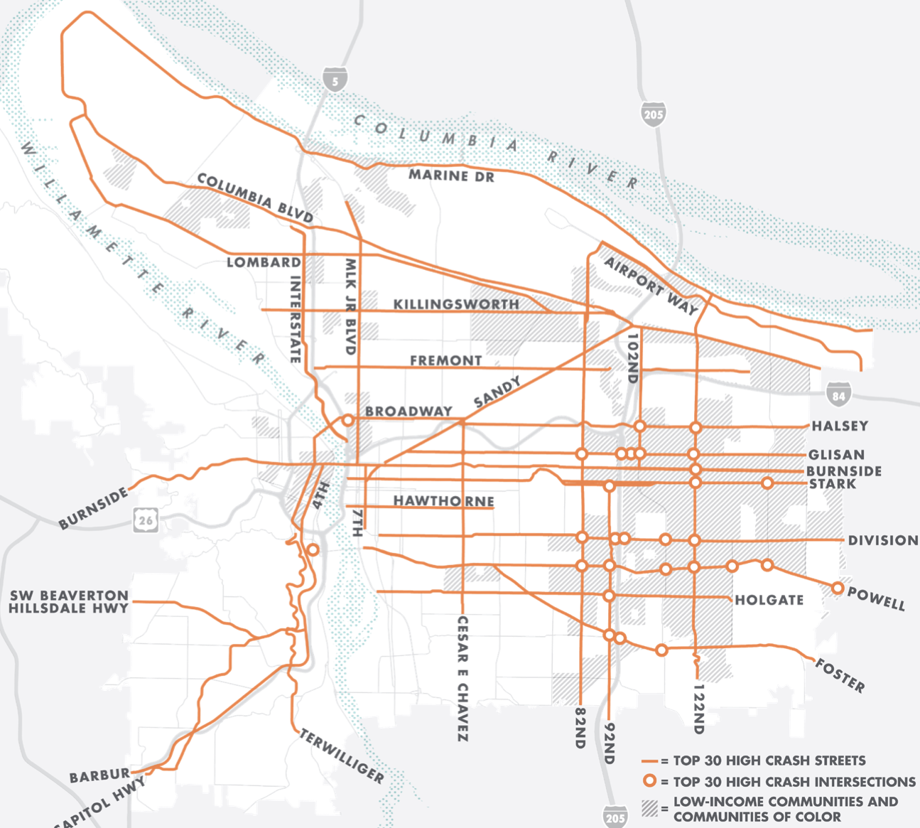 High Crash Network Streets and Intersections