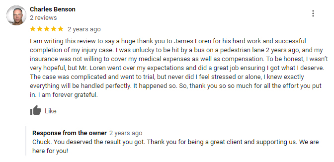 Fresno Bus Accidents Client Review