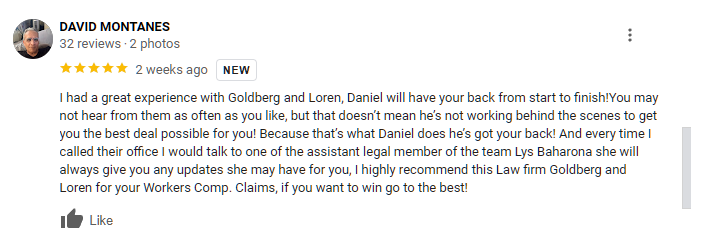 Fresno Workers' Compensation Lawyer Client Review