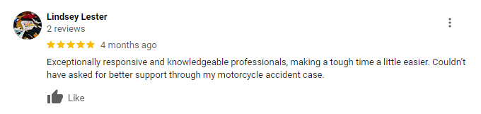 Gresham Motorcycle Accident Client Review