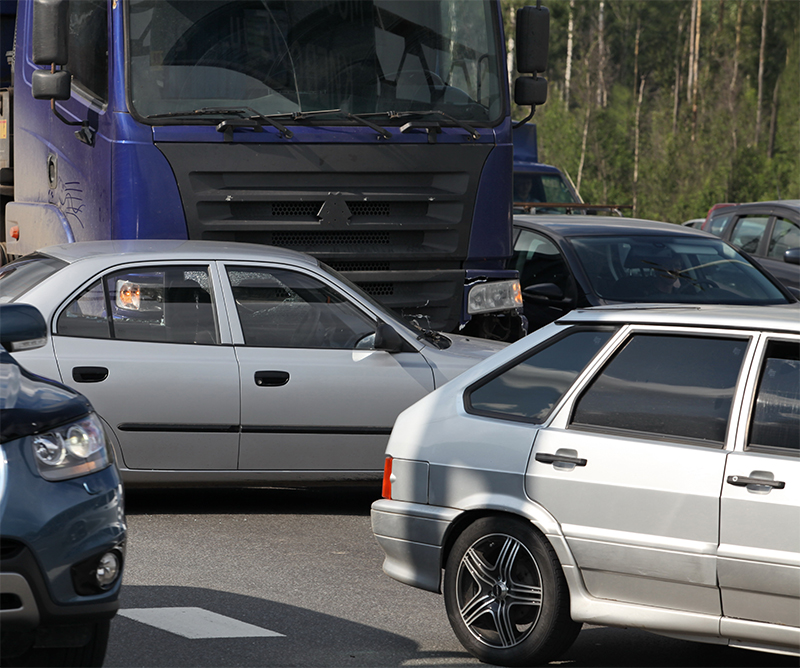 Truck pile up accident