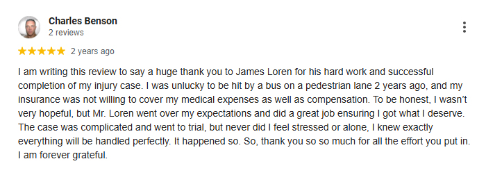 Lake Oswego Bus Accident Attorney Client Review