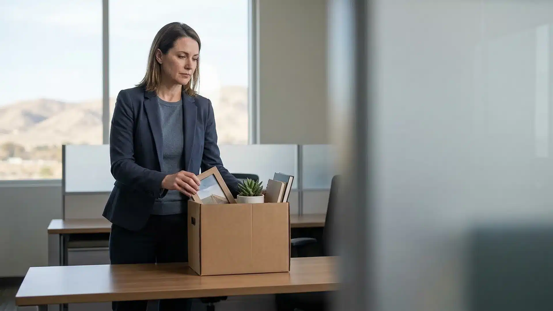 Bakersfield employee packing a box after a wrongful termination
