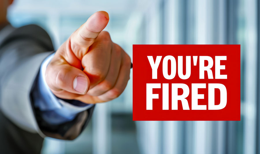 sign that says You're Fired