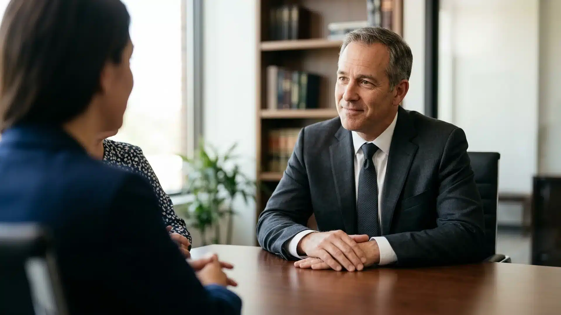 Kent motorcycle accident attorney listening to a crash client during a free consultation