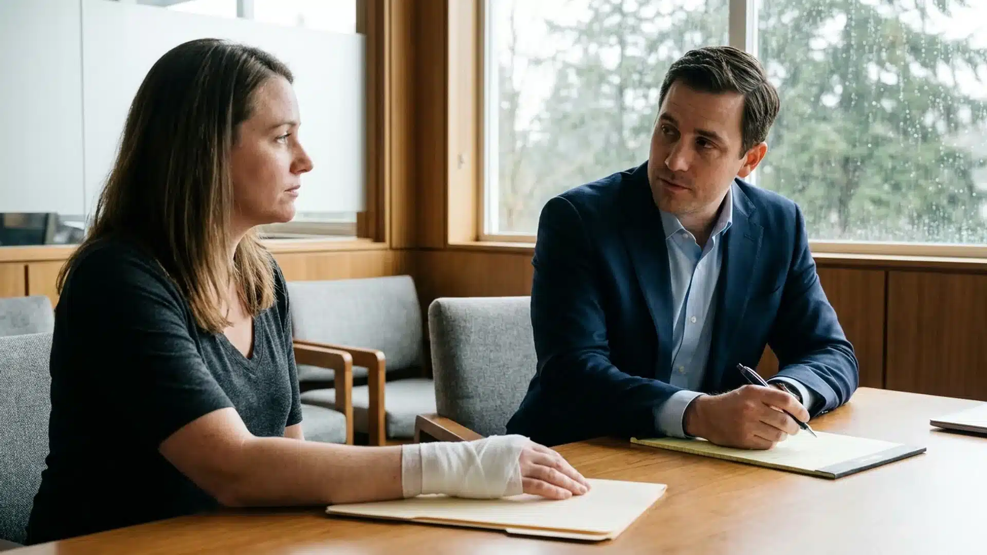 Goldberg and Loren attorney listening to an injured Kent dog bite client